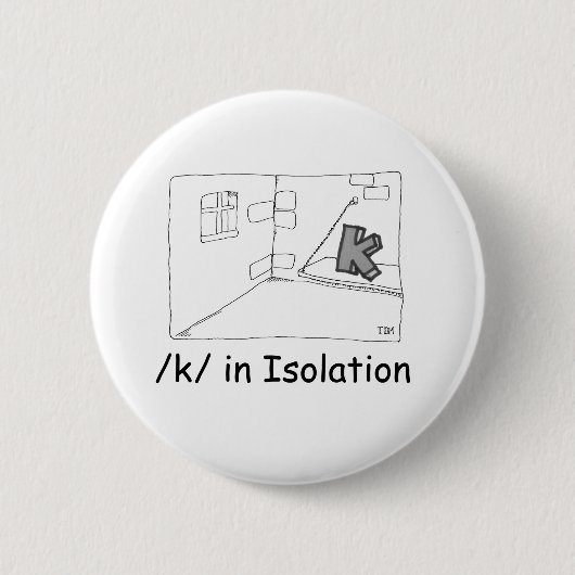 K in isolatie ronde button 5,7 cm (Voorkant)