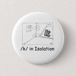 K in isolatie ronde button 5,7 cm