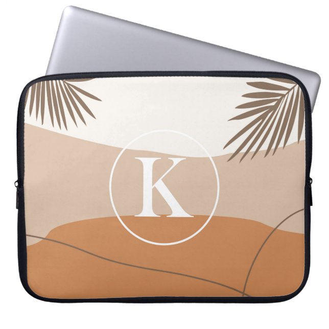 K - Initiaal Monogram Letter K Abstract Ontwerp Laptop Sleeve (Voorkant)