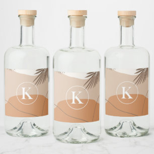 K - Initiaal Monogram Letter K Abstract ontwerp Likeurfles Etiket