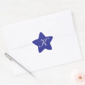 "K" Initiaal Monogram Wit op Blauw Ster Sticker (Envelop)