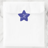 "K" Initiaal Monogram Wit op Blauw Ster Sticker (Tas)