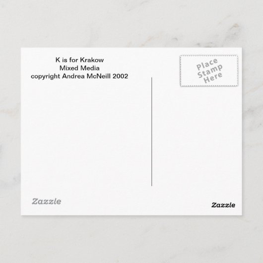 K is voor het briefkaart Krakow (Achterkant)