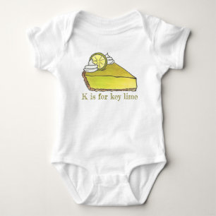K is voor Key Limoen Pie Slice Foodie Letter Alpha Romper