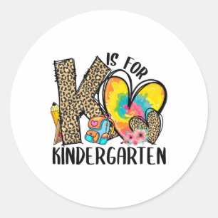 K is voor kleuterleidster luipaard hart Ck naar  Ronde Sticker