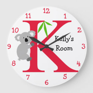 K is voor Koala en Kelly-Child's slaapkamer Grote Klok