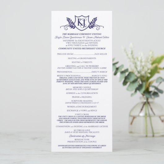 K&J Wedding Ceremony Programma (Staand voorkant)