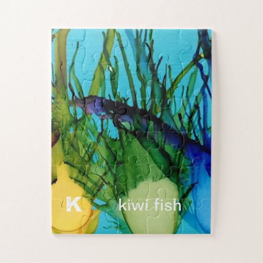 K - Kiwi Fish alphabet art puzzel Legpuzzel (Verticaal)