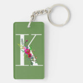 K Letter Initiaal Monogram Floral Aangepaste kleur Sleutelhanger (achterkant)