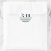 k+m monogramme et autocollant rayé (Sac)