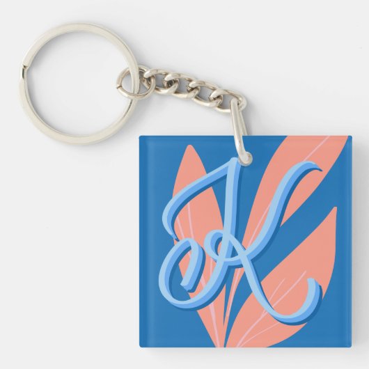 K - Matig handgeschreven monogram Sleutelhanger (voorkant)