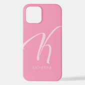 K Monogram Aangepaste roze iPhone Case Hoesje (Achterkant)