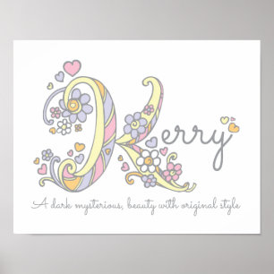 K monogram art Kerry meisjes naam poster