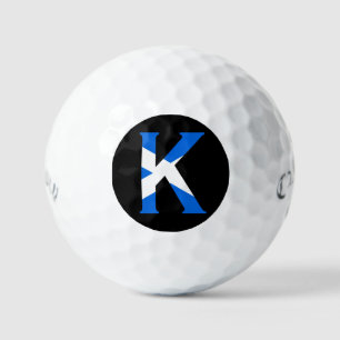 K Monogram bedekt met Schotse vlag css gbcnt Golfballen