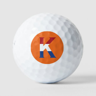 K Monogram bedekt op NLD Vlag op of be6 gbcnt Golfballen