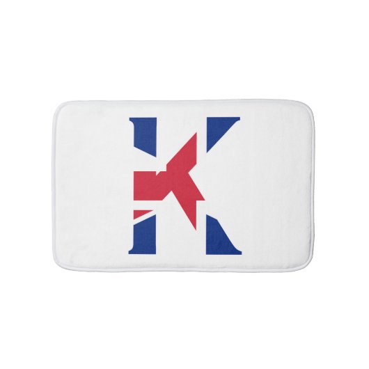 K Monogram bedekt op Union Jack Flag bmcnt Badmat (Voorkant)