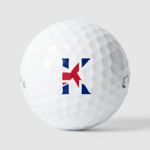 K Monogram bedekt op Union Jack Flag css gbcnt Golfballen