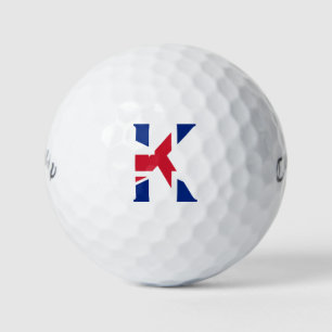 K Monogram bedekt op Union Jack Flag cwb gbcnt Golfballen