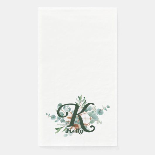 K Monogram Botanische Floral Guest Towels Servet (Voorkant)