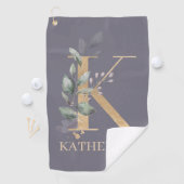 K Monogram Floral Aangepast Golfhanddoek (Insitu)