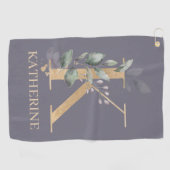 K Monogram Floral Aangepast Golfhanddoek (Horizontaal)