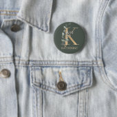 K Monogram Floral Aangepast Ronde Button 5,7 Cm (In situ)