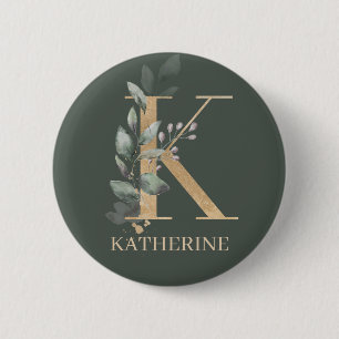 K Monogram Floral Aangepast Ronde Button 5,7 Cm