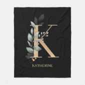 K Monogram Floral - Aangepaste fleece Blanket Deken (Voorkant)