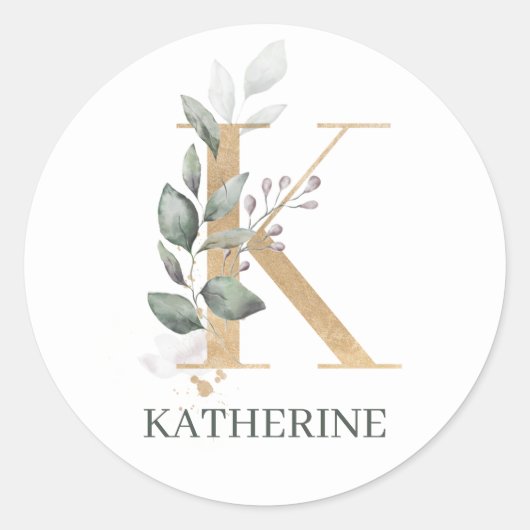 K Monogram Floral Planner Classic Rou Ronde Sticker (Voorkant)