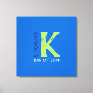 K Monogram Initiaal Bar Mitswa Aanmeldingsbord Canvas Afdruk