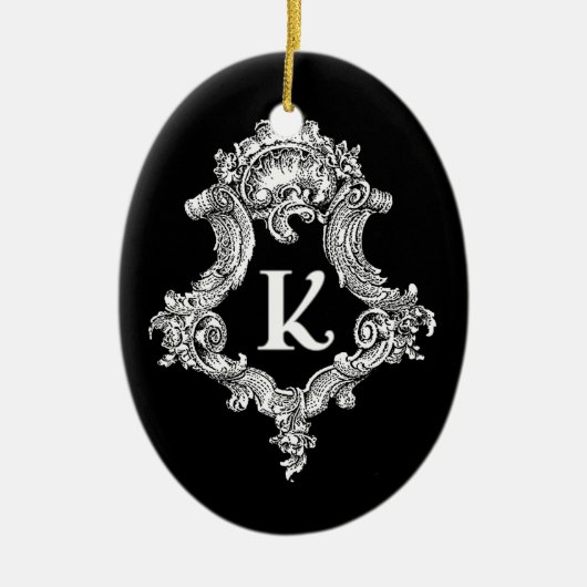 K Monogram Initiaal Keramisch Ornament (Voorkant)