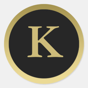 K: Monogram K Elegante Gouden en Zwarte Stickers