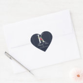 K Monogram Laatste Initiaal Modern Blue Floral Wed Hart Sticker (Envelop)