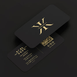 K Monogram Logo Elegant Zwart Modern Visitekaartje