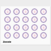 K Monogram (Navy Blue / Pink Dot Circle) Ronde Sticker (Vel)