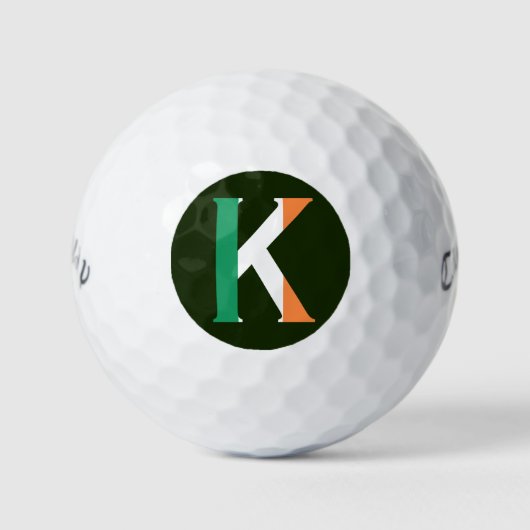K Monogram overlay op Ierse vlag cwb gbcnt Golfballen (Voorkant)