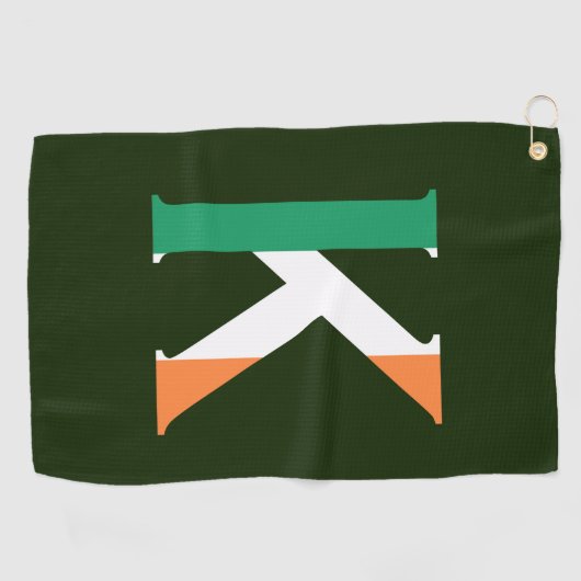 K Monogram overlay op Ierse vlag gtcnt Golfhanddoek (Horizontaal)
