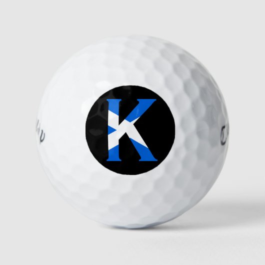 K Monogram overlay op Schotse vlag cwb gbcnt Golfballen (Voorkant)