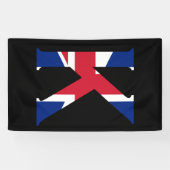 K Monogram overlay op Union Jack Flag (v) bubrcent Spandoek (Horizontaal)