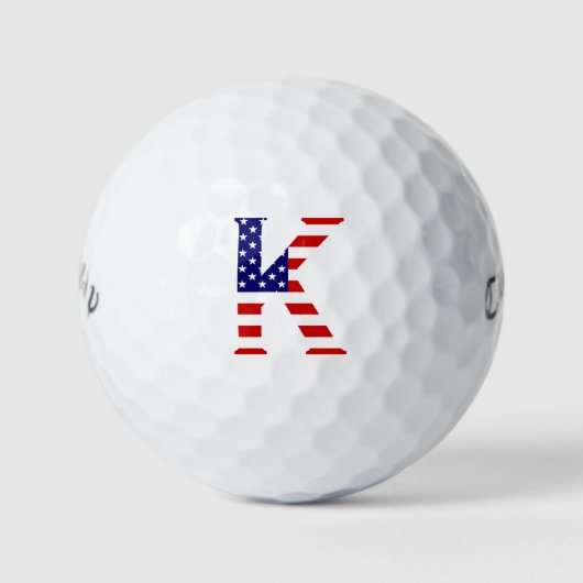 K Monogram overlay op USA Flag cwb gbcnt Golfballen (Voorkant)