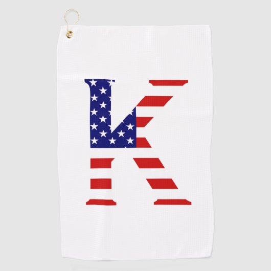 K Monogram overlay op USA Flag gtcnt Golfhanddoek (Voorkant)