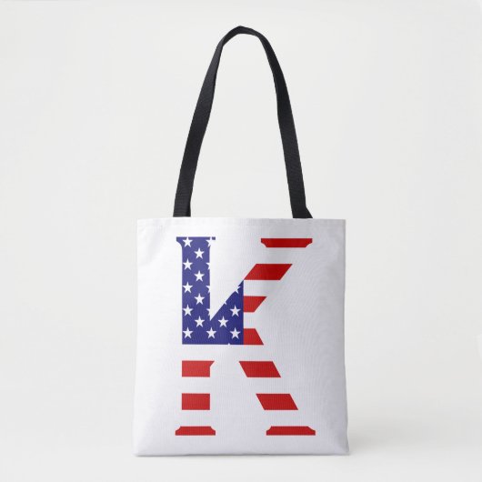 K Monogram overlay op USA Flag stint Draagtas (Voorkant)