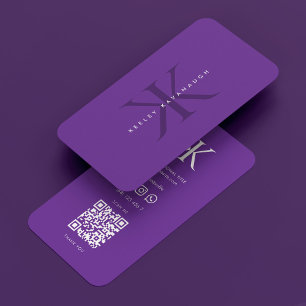 K Monogram Royal Paarse Modern Professional Visitekaartje