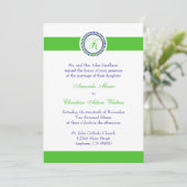 K Monogramme Dot Cercle Wedding Invitations (Lime) (Debout devant)