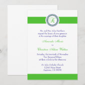 K Monogramme Dot Cercle Wedding Invitations (Lime) (Devant / Derrière)