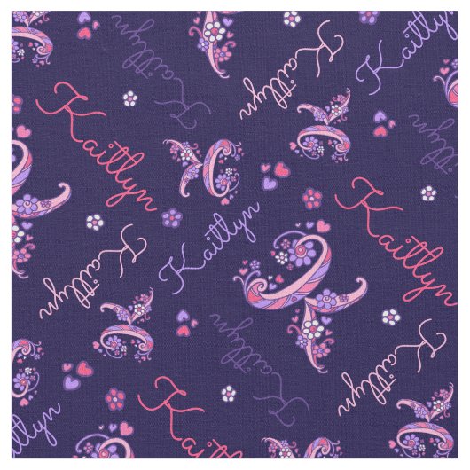 K monogramme et nom personnalisé tissu Kaitlyn (Fermer)