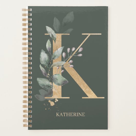 K Monogramme Floral Planificateur personnalisé (Devant)