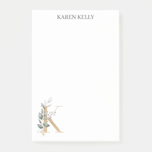K Monogramme Floral Post-it Notes (Devant)