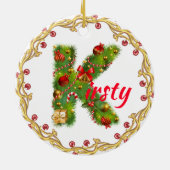 K monogrammed christmas ornament CUSTOMIZE (Achterkant)