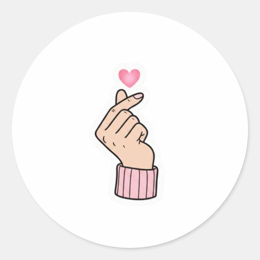 K-Pop Finger Heart - Cute Pink Aesthetic Sticker (Devant)